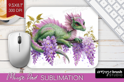 Floral Dragon Mouse Pad Sublimation - Fantasy Mousepad PNG Product Image 1