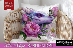 Floral Dragon Pillow Sublimation - Fantasy Pillow Cover PNG Product Image 1