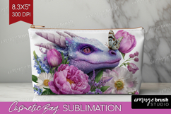 Floral Dragon Cosmetic Bag - Fantasy Makeup Bag PNG Product Image 1