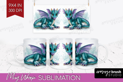 Floral Dragon Mug Wrap - Fantasy Mug PNG Sublimation Product Image 1