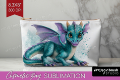 Floral Dragon Cosmetic Bag - Fantasy Makeup Bag PNG Product Image 1