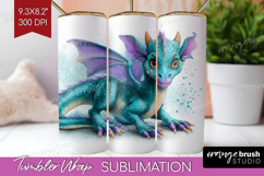 Floral Dragon Tumbler Wrap - Fantasy Tumbler PNG Sublimation Product Image 1