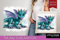 Floral Dragon Tote Bag - Fantasy Tote Bag PNG Sublimation Product Image 1
