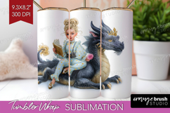 Floral Dragon Tumbler Wrap - Fantasy Tumbler PNG Sublimation Product Image 1