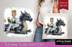 Floral Dragon Tote Bag - Fantasy Tote Bag PNG Sublimation Product Image 1