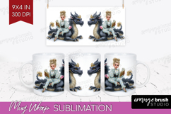 Floral Dragon Mug Wrap - Fantasy Mug PNG Sublimation Product Image 1