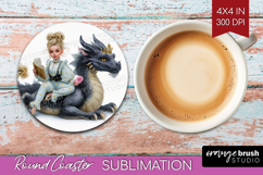 Floral Dragon Round Coaster - Fantasy Coaster PNG Product Image 1