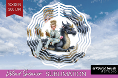 Floral Dragon Wind Spinner Sublimation PNG - Fantasy Round Product Image 1