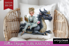 Floral Dragon Pillow Sublimation - Fantasy Pillow Cover PNG Product Image 1