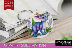 Floral Dragon Keychain PNG - Fantasy Keychain Sublimation Product Image 1
