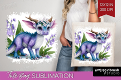 Floral Dragon Tote Bag - Fantasy Tote Bag PNG Sublimation Product Image 1