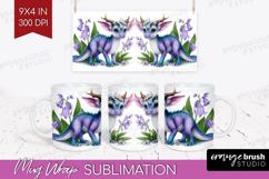 Floral Dragon Mug Wrap - Fantasy Mug PNG Sublimation Product Image 1