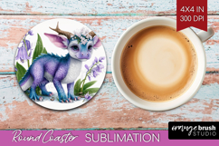 Floral Dragon Round Coaster - Fantasy Coaster PNG Product Image 1