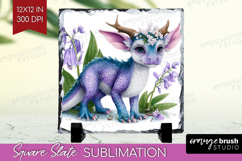 Floral Dragon Slate PNG - Fantasy Square Slate Sublimation Product Image 1
