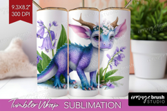 Floral Dragon Tumbler Wrap - Fantasy Tumbler PNG Sublimation Product Image 1
