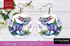 Floral Dragon Round Earrings - Fantasy PNG Sublimation Product Image 1
