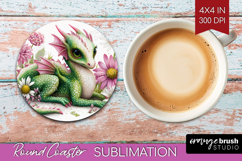 Floral Dragon Round Coaster - Fantasy Coaster PNG Product Image 1