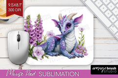 Floral Dragon Mouse Pad Sublimation - Fantasy Mousepad PNG Product Image 1