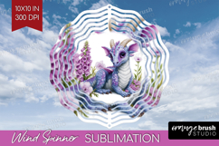 Floral Dragon Wind Spinner Sublimation PNG - Fantasy Round Product Image 1