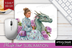 Floral Dragon Mouse Pad Sublimation - Fantasy Mousepad PNG Product Image 1