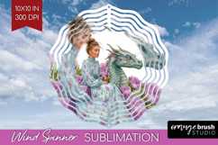 Floral Dragon Wind Spinner Sublimation PNG - Fantasy Round Product Image 1