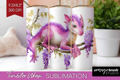 Floral Dragon Tumbler Wrap - Fantasy Tumbler PNG Sublimation Product Image 1