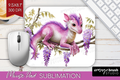 Floral Dragon Mouse Pad Sublimation - Fantasy Mousepad PNG Product Image 1