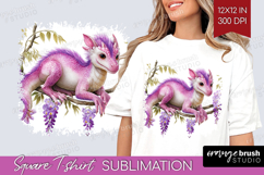Floral Dragon Square Tshirt Background - Fantasy PNG Product Image 1