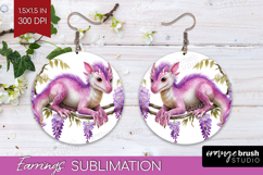 Floral Dragon Round Earrings - Fantasy PNG Sublimation Product Image 1