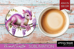 Floral Dragon Round Coaster - Fantasy Coaster PNG Product Image 1