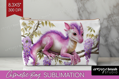 Floral Dragon Cosmetic Bag - Fantasy Makeup Bag PNG Product Image 1