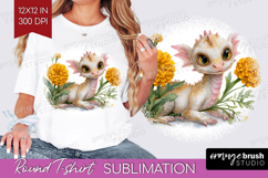 Floral Dragon Round Tshirt Background - Fantasy PNG Product Image 1