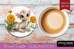 Floral Dragon Round Coaster - Fantasy Coaster PNG Product Image 1