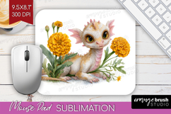 Floral Dragon Mouse Pad Sublimation - Fantasy Mousepad PNG Product Image 1