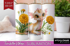 Floral Dragon Tumbler Wrap - Fantasy Tumbler PNG Sublimation Product Image 1