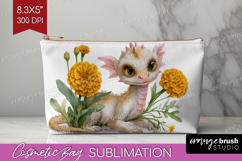 Floral Dragon Cosmetic Bag - Fantasy Makeup Bag PNG Product Image 1