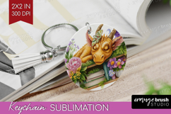 Floral Dragon Keychain PNG - Fantasy Keychain Sublimation Product Image 1