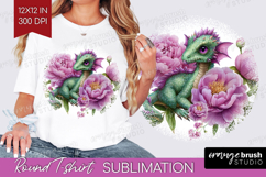 Floral Dragon Round Tshirt Background - Fantasy PNG Product Image 1