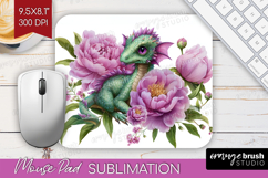 Floral Dragon Mouse Pad Sublimation - Fantasy Mousepad PNG Product Image 1