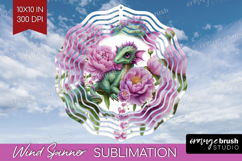 Floral Dragon Wind Spinner Sublimation PNG - Fantasy Round Product Image 1