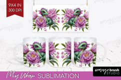 Floral Dragon Mug Wrap - Fantasy Mug PNG Sublimation Product Image 1