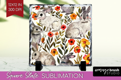 Floral Animals Slate PNG - Farm Animals Square Slate Product Image 1