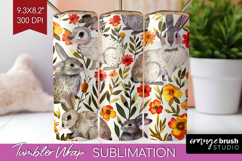 Floral Animals Tumbler Wrap - Farm Animals Tumbler PNG Product Image 1