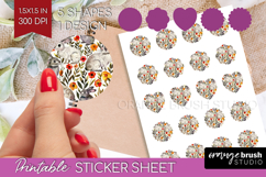 Floral Animals Round Sticker - Farm Animals Printable Sheet Product Image 1