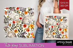 Floral Animals Tote Bag - Farm Animals Tote Bag PNG Product Image 1