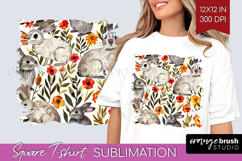 Floral Animals Square Tshirt Background - Farm Animals PNG Product Image 1