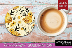 Floral Animals Round Coaster - Farm Animals Coaster PNG Product Image 1