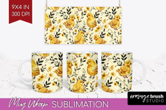 Floral Animals Mug Wrap - Farm Animals Mug PNG Sublimation Product Image 1