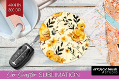 Floral Animals Car Coaster - Farm Animals Coaster PNG Product Image 1