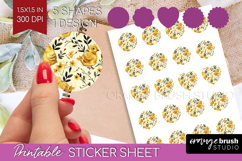 Floral Animals Round Sticker - Farm Animals Printable Sheet Product Image 1
